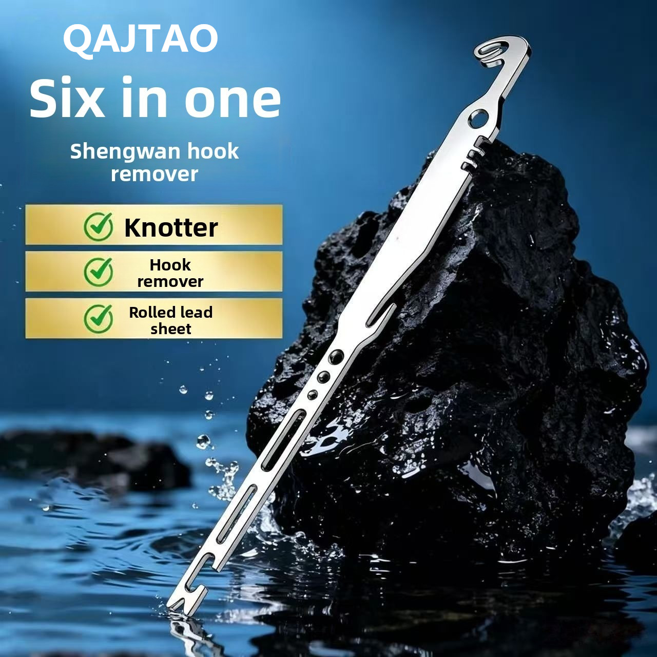 Fishing Hook Sharpener - QAJTAO ชุด 4 ชิ้น อุปกรณ์ถอดเบ็ดปลาสแตนเลส 6-in-1