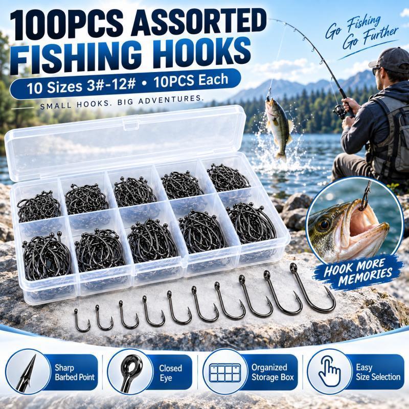 ชุดเบ็ดตกปลาแบบมีหนาม 100 ชิ้น - Fishing Hook Assortment บทวิจารณ์และราคา