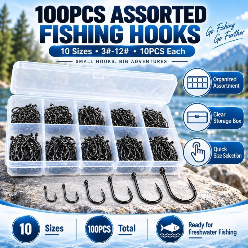 ชุดเบ็ดตกปลาแบบมีหนาม 100 ชิ้น - Fishing Hook Assortment บทวิจารณ์และราคา